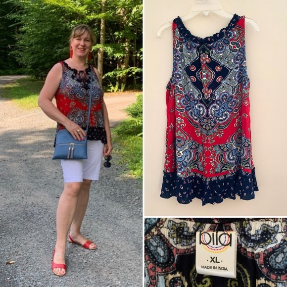 Bila Tops - Biła sleeveless Boho tank top with tassels   Size XL